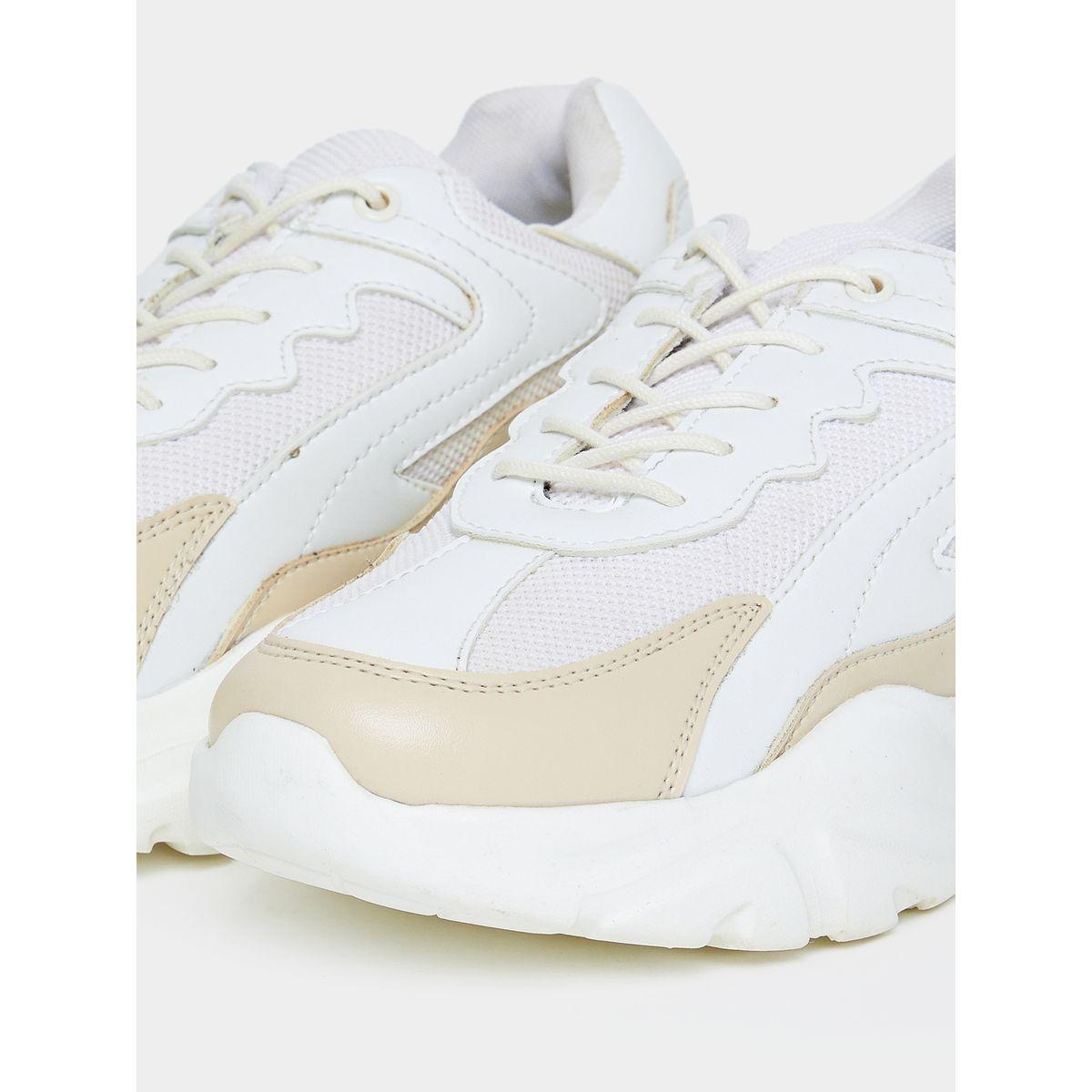 Styli Contrast Panel Chunky Sole Lace Up Sneakers-women-shoes-sneakers-image-5