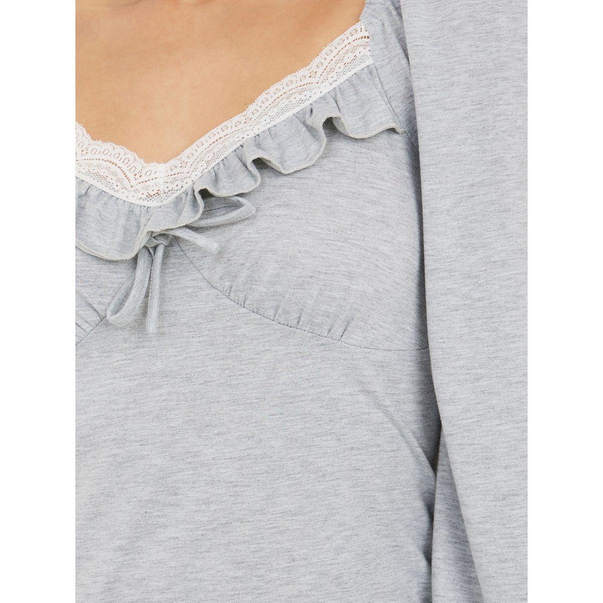 Styli Unwind Lace Trim Ruffle Detail Nightdress-women-clothing-nightwear-nighties-image-3