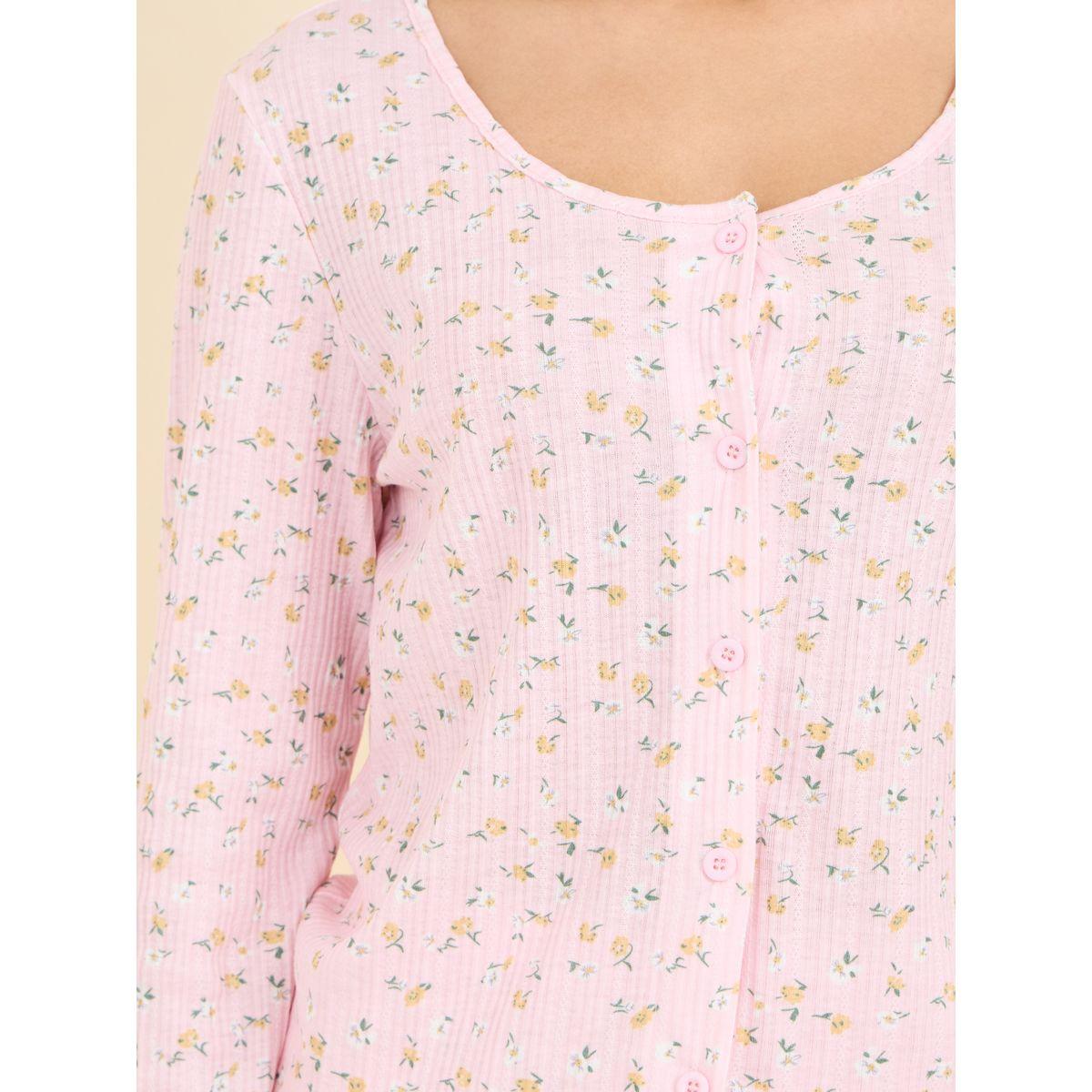 Styli Unwind Ditsy Floral Print Shirt and Pyjama Set-women-clothing-nightwear-pyjamas-longsets-image-4