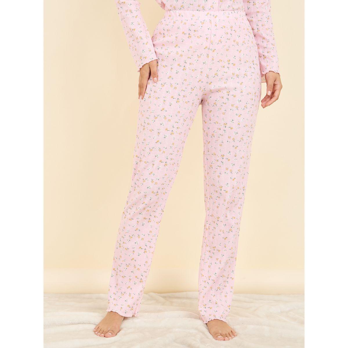 طقم من بنطال بيجاما وبلوزة مطبعة بزهور صغيرة-women-clothing-nightwear-pyjamas-longsets-image-6