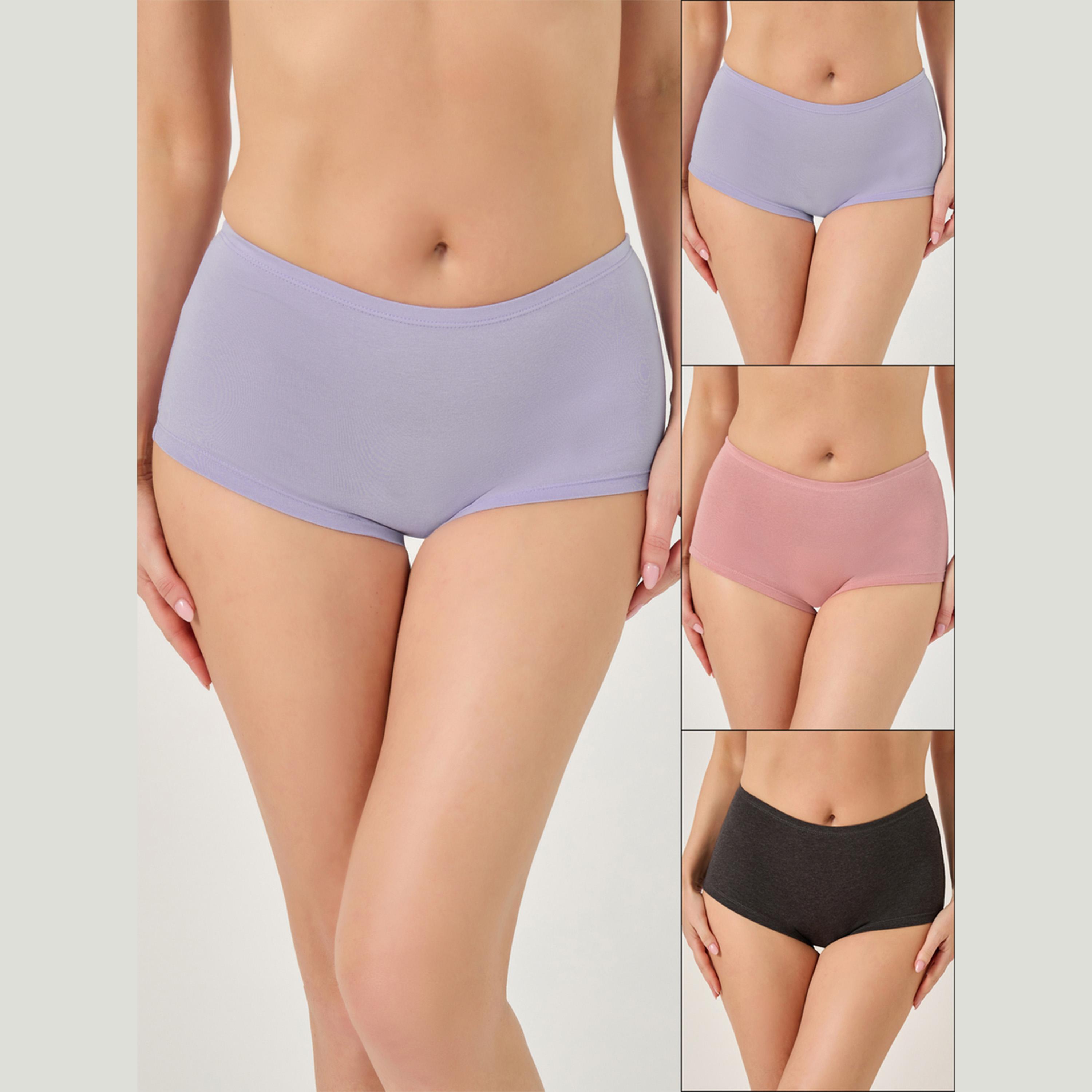 Styli Pack of 3 - Solid Cotton Boyshorts-women-clothing-lingerie-panties-image-1