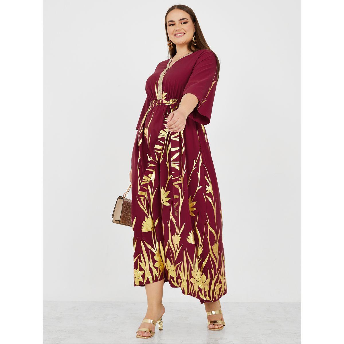 فستان طويل مطبع بزهور فويل-women-clothing-dresses-image-1