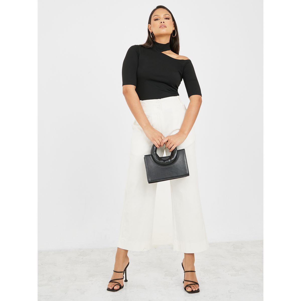 Styli Shoulder Cutout Detail High Neck Fitted Knit Top-women-clothing-shirtsandblouses-blouses-image-2