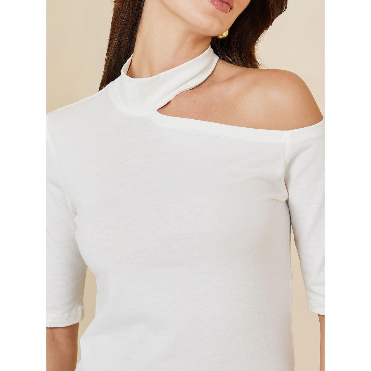 Styli Shoulder Cutout Detail High Neck Fitted Knit Top-women-clothing-shirtsandblouses-blouses-image-5