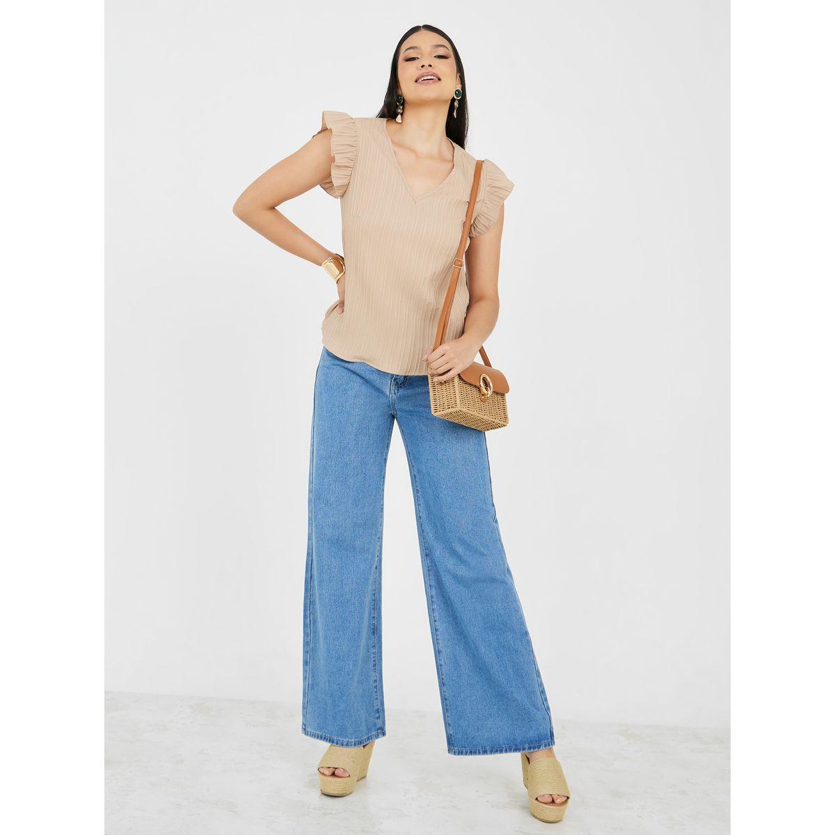 Styli Textured Ruffle Sleeves Regular Fit Top-women-clothing-shirtsandblouses-blouses-image-2