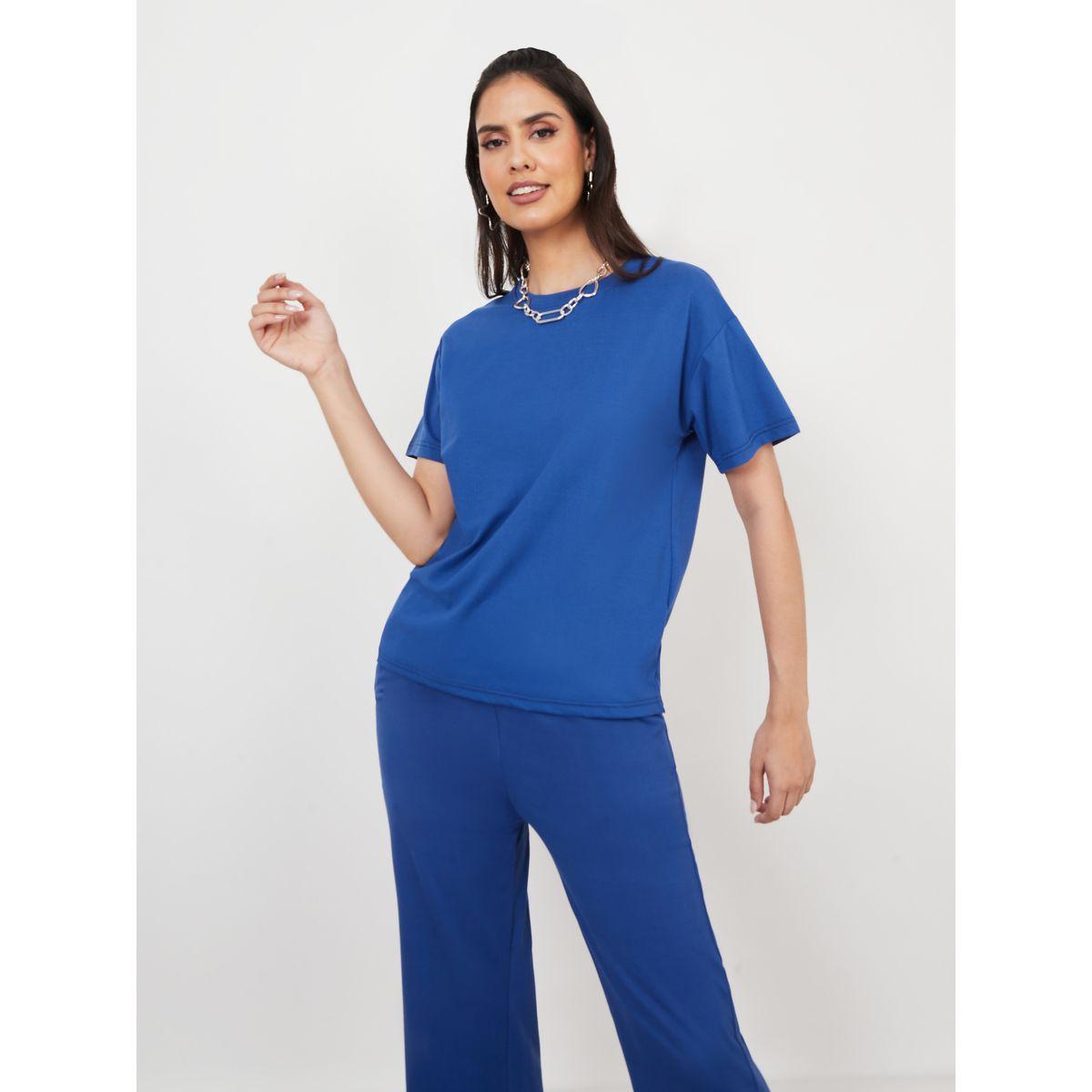 Styli Solid Regular Fit T-Shirt & Trouser Co-Ords Set-women-clothing-coordsets-image-2