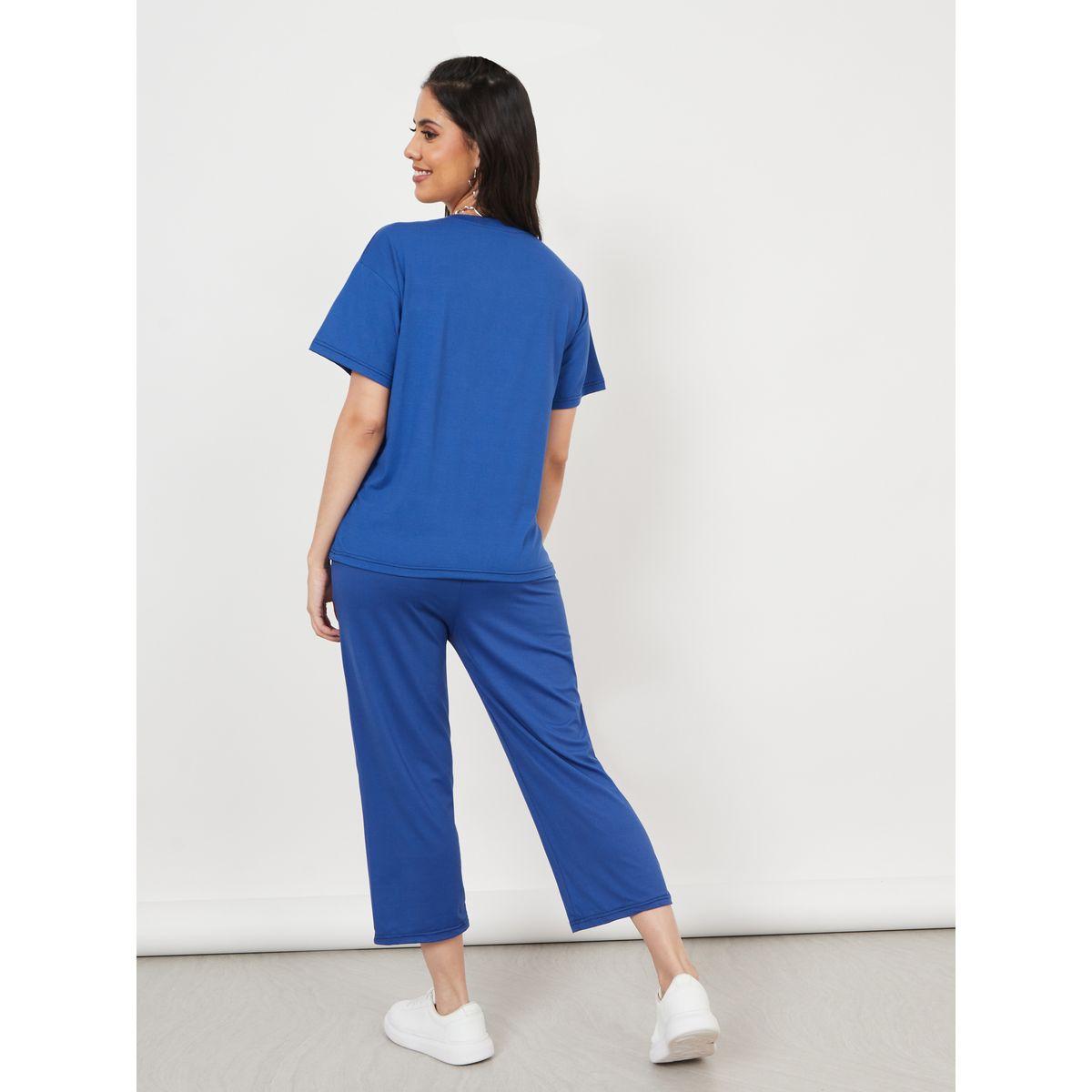 Styli Solid Regular Fit T-Shirt & Trouser Co-Ords Set-women-clothing-coordsets-image-5