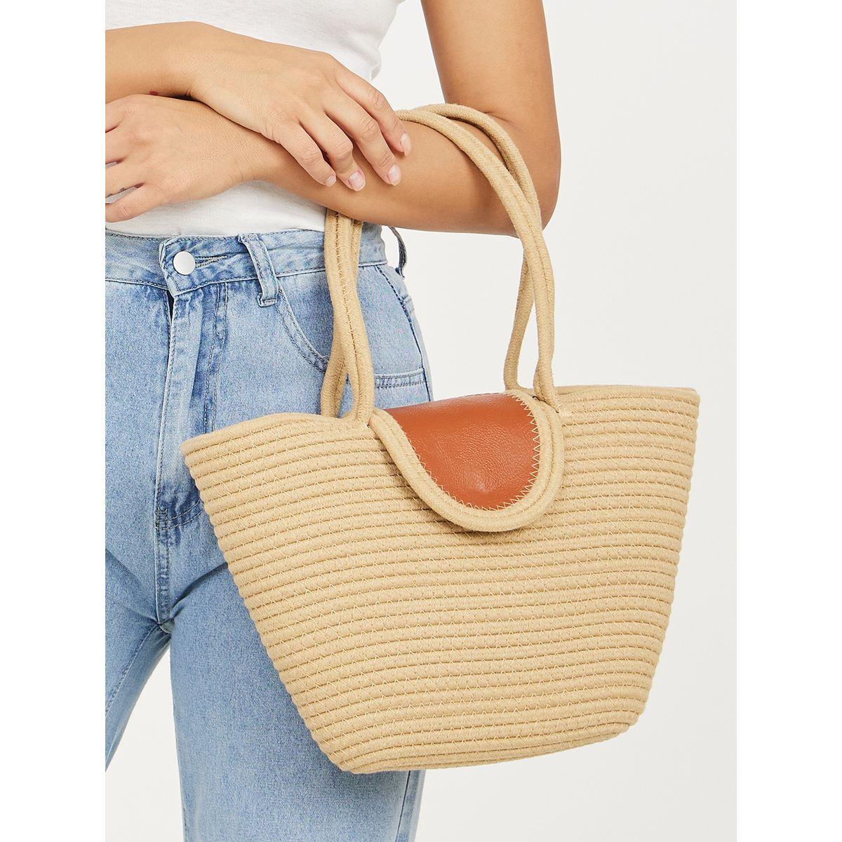 Styli Contrast Flap Textured Shoulder Bag-women-bagsandwallets-handbags-image-2