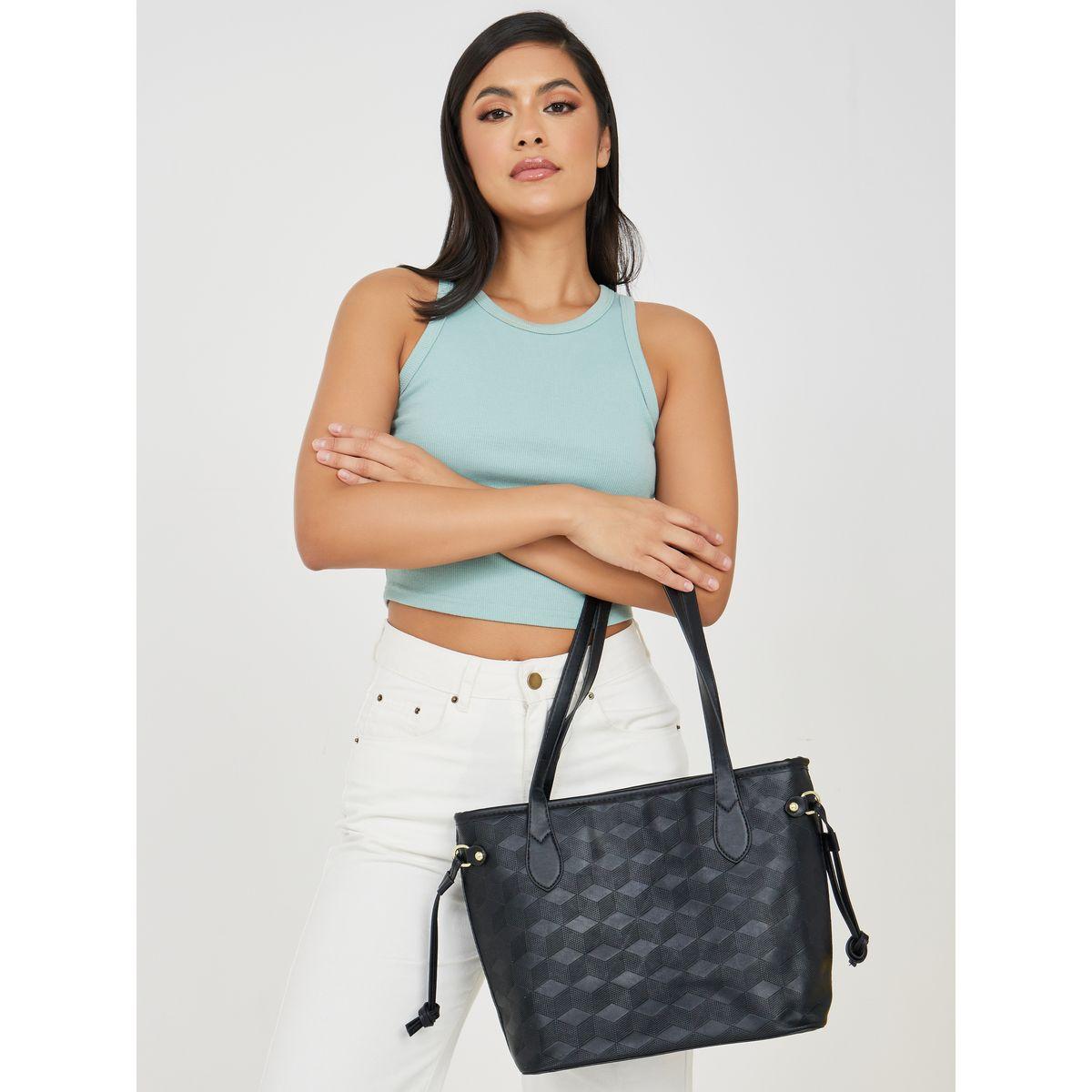 Styli Diamond Textured Tote Bag-women-bagsandwallets-handbags-image-2