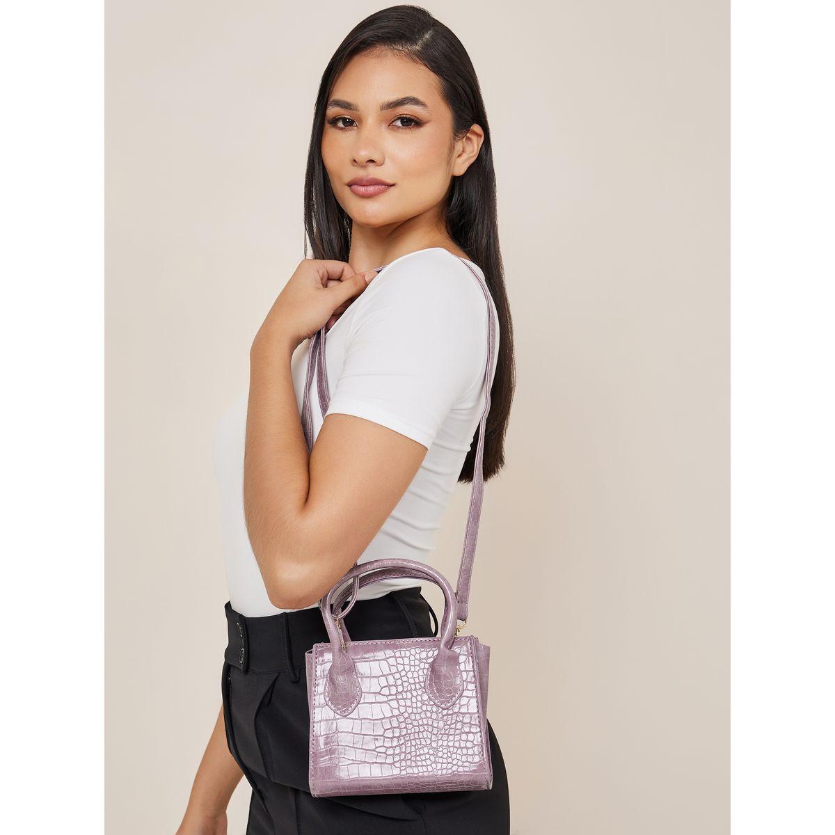 Styli Croc Textured Handbag with Zip Closure-women-bagsandwallets-handbags-image-2