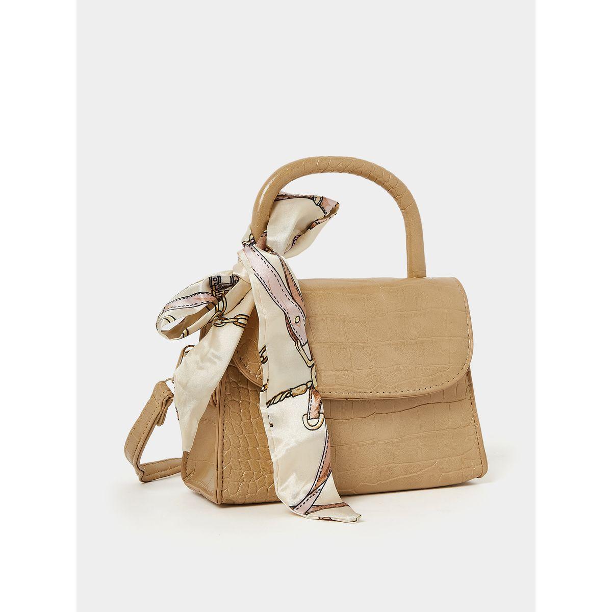 Styli Croc Texture Scarf Detail Handbag-women-bagsandwallets-handbags-image-1