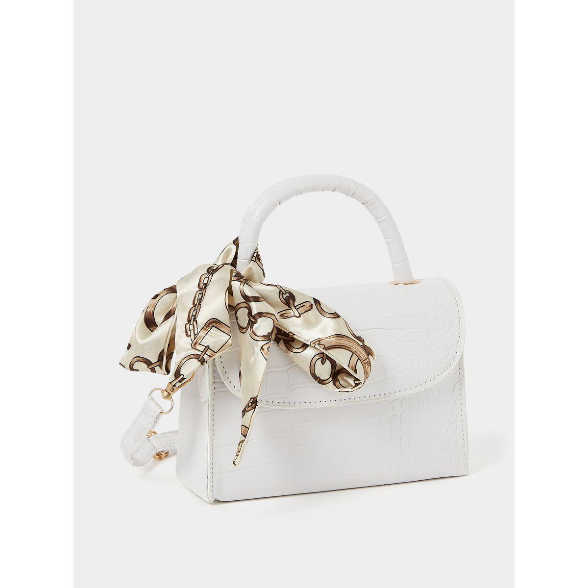 Styli Scarf Detail Croc Texture Handbag-women-bagsandwallets-handbags-image-1