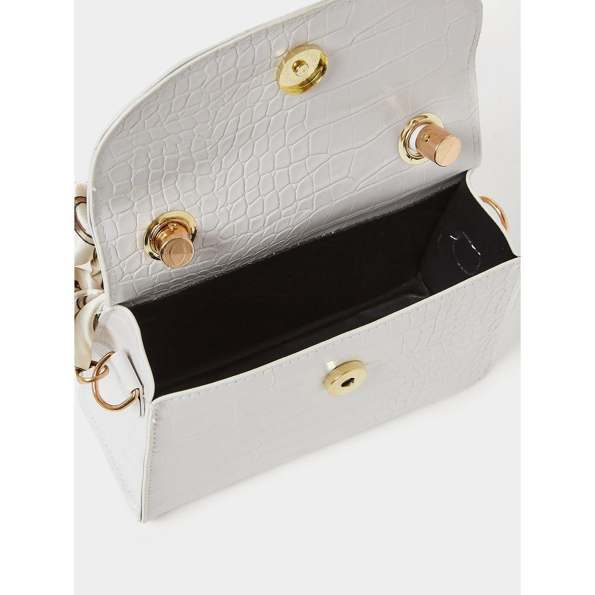 Styli Scarf Detail Croc Texture Handbag-women-bagsandwallets-handbags-image-2