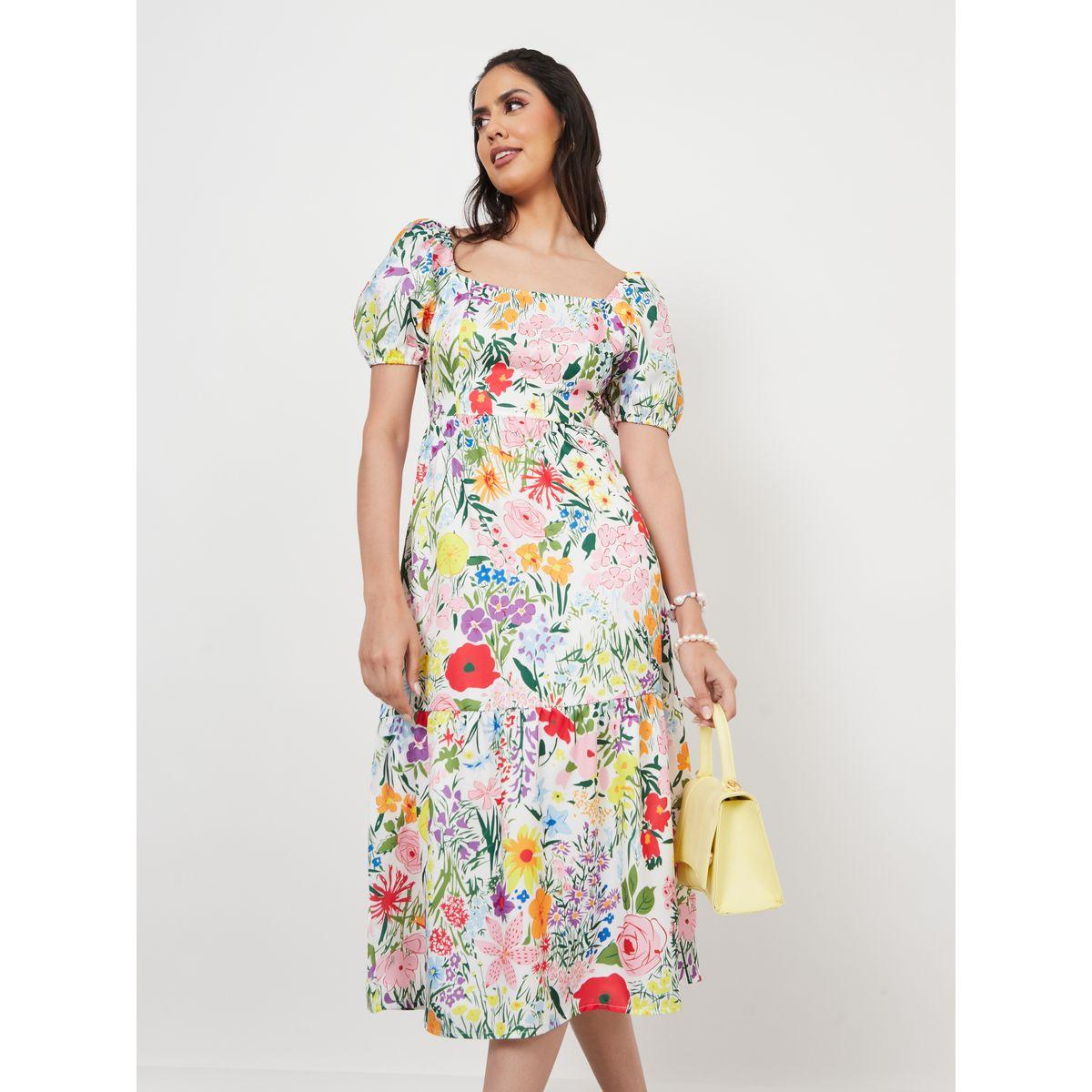 فستان ميدي مطبع بزهور-women-clothing-dresses-image-1
