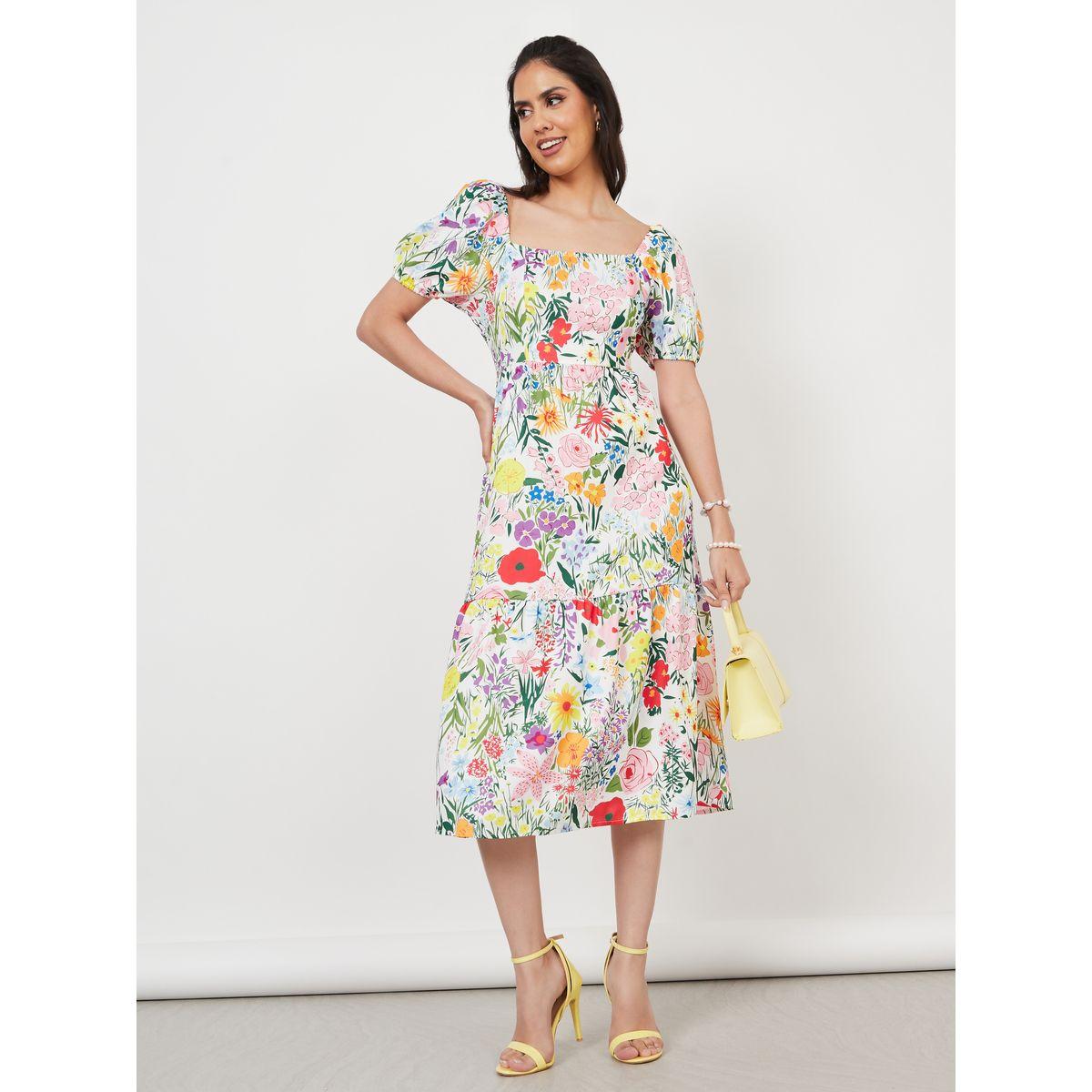 Styli Flora Print Puff Sleeve Midi Dress-women-clothing-dresses-image-2