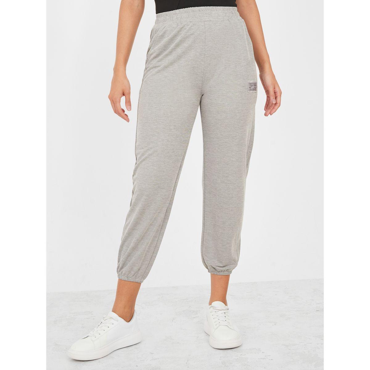 Styli Patch Detail Solid Joggings-women-clothing-bottoms-trousers-image-1