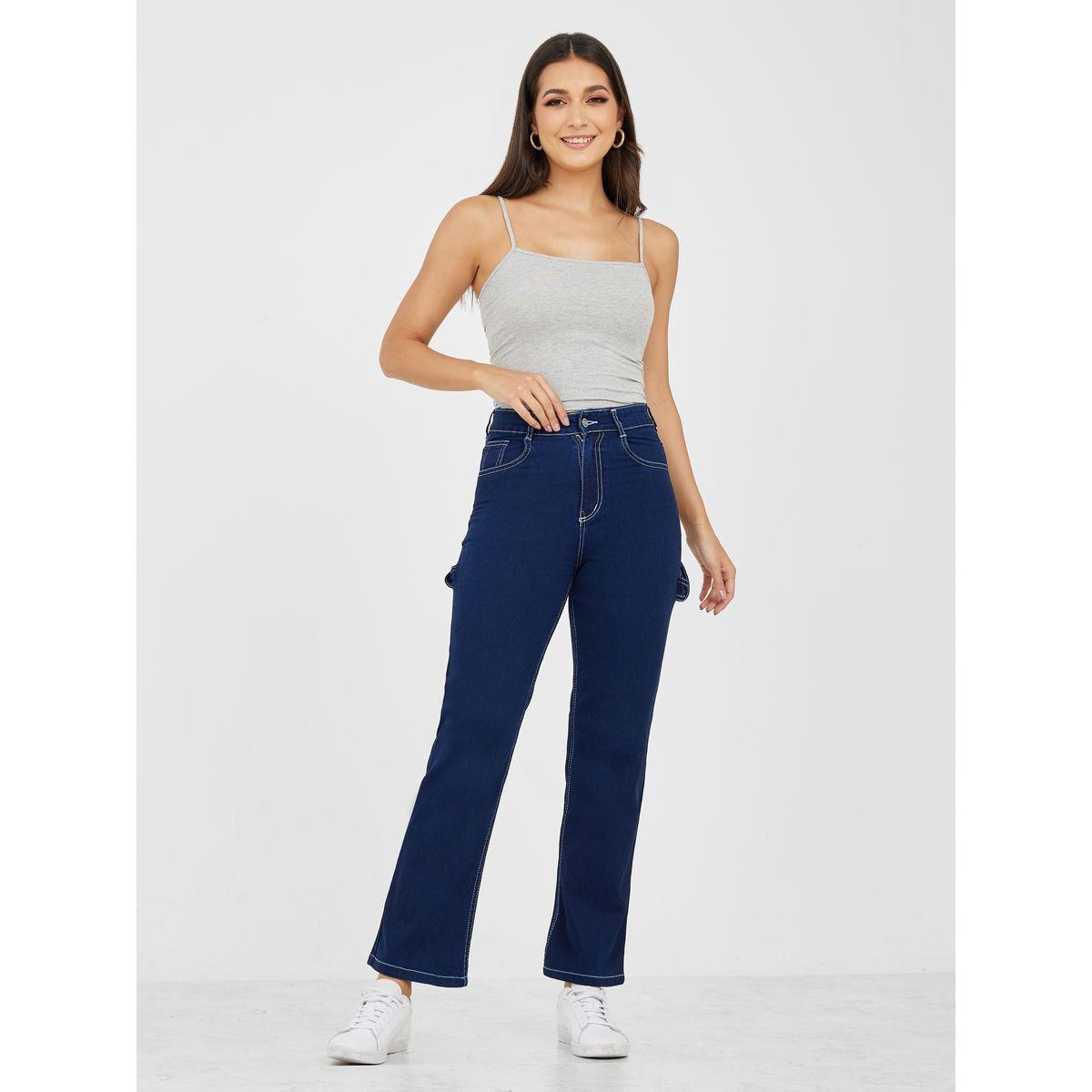 جينز بخصر عالي وتفاصيل مدروزة-women-clothing-bottoms-jeans-image-2