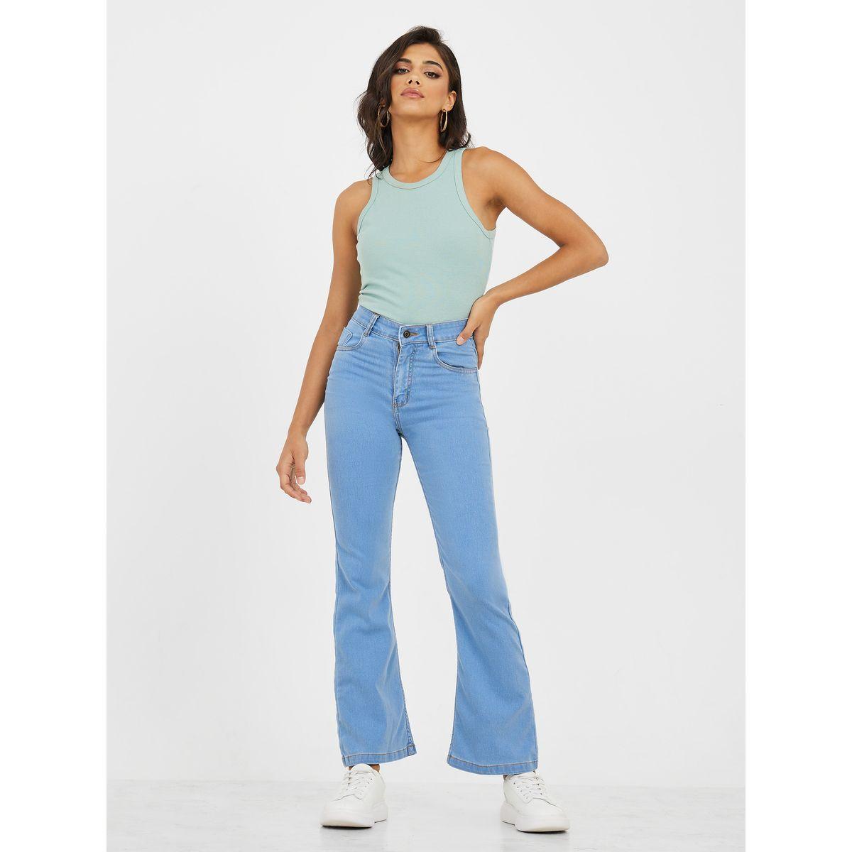 Styli High Rise Flared Leg Jeans with Pockets-women-clothing-bottoms-jeans-image-2
