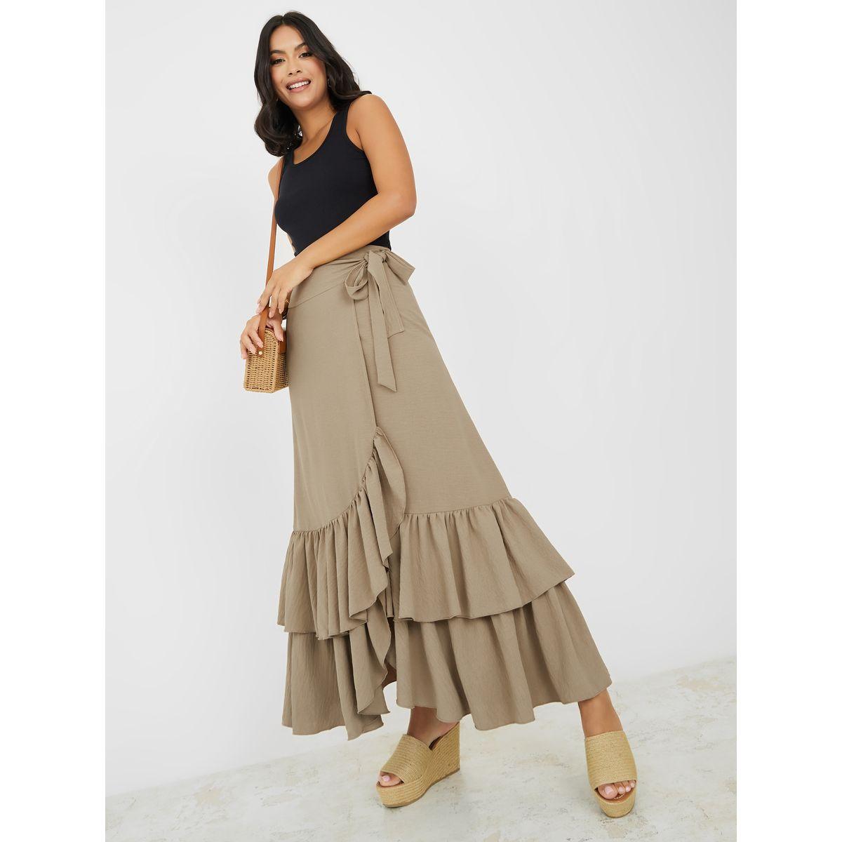 Styli Ruffle Detail Wrap Maxi Skirt-women-clothing-bottoms-skirts-image-1