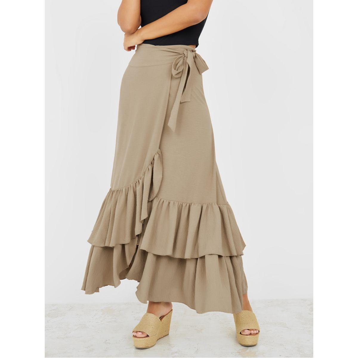 Styli Ruffle Detail Wrap Maxi Skirt-women-clothing-bottoms-skirts-image-2