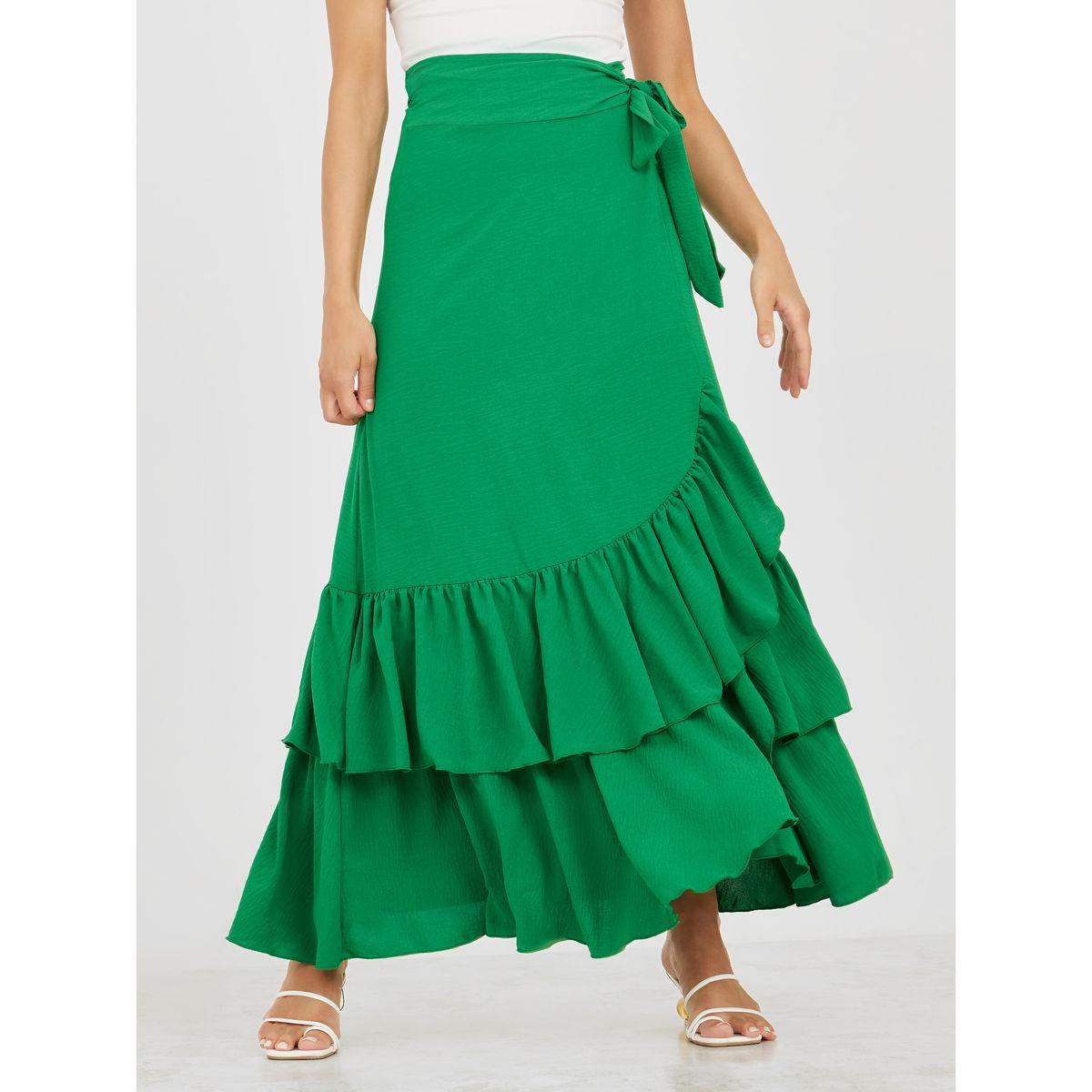 تنورة طويلة بنمط لف وكشكش-women-clothing-bottoms-skirts-image-1