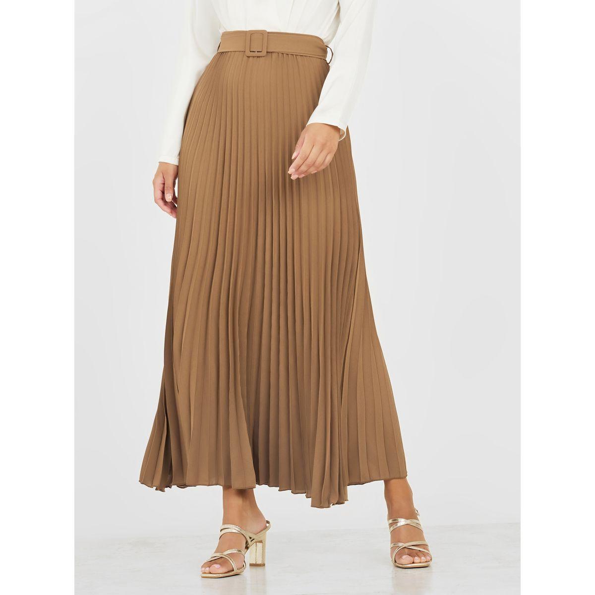 تنورة طويلة بكسرات مع حزام-women-clothing-bottoms-skirts-image-1