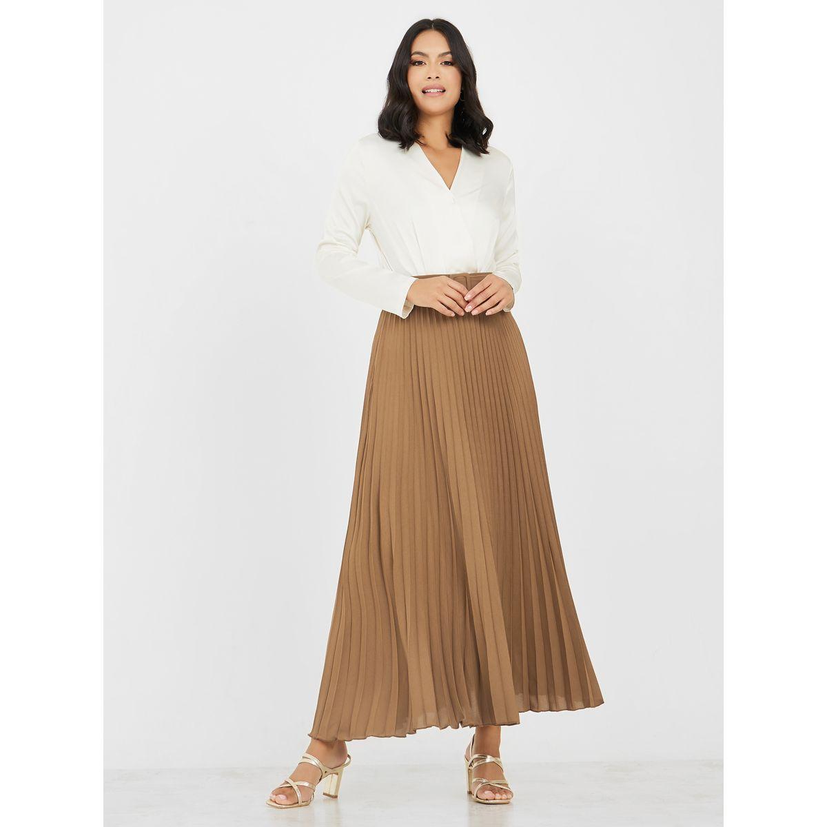 تنورة طويلة بكسرات مع حزام-women-clothing-bottoms-skirts-image-2