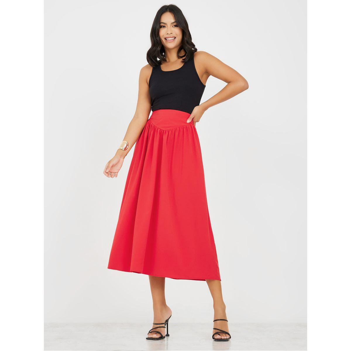 تنورة ميدي منسوجة بخصر عريض-women-clothing-bottoms-skirts-image-2