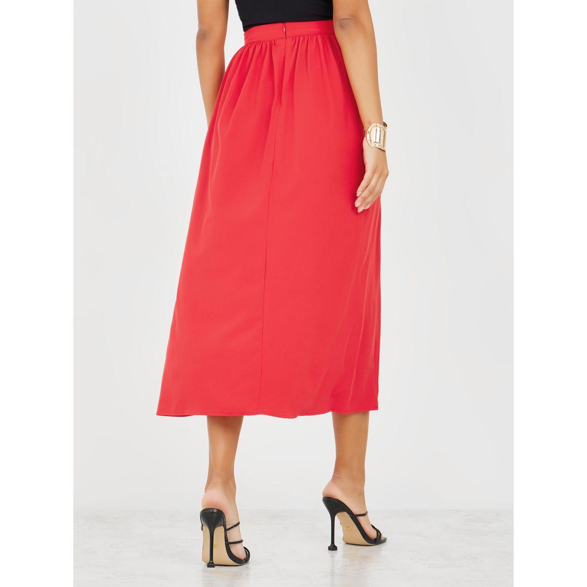تنورة ميدي منسوجة بخصر عريض-women-clothing-bottoms-skirts-image-4