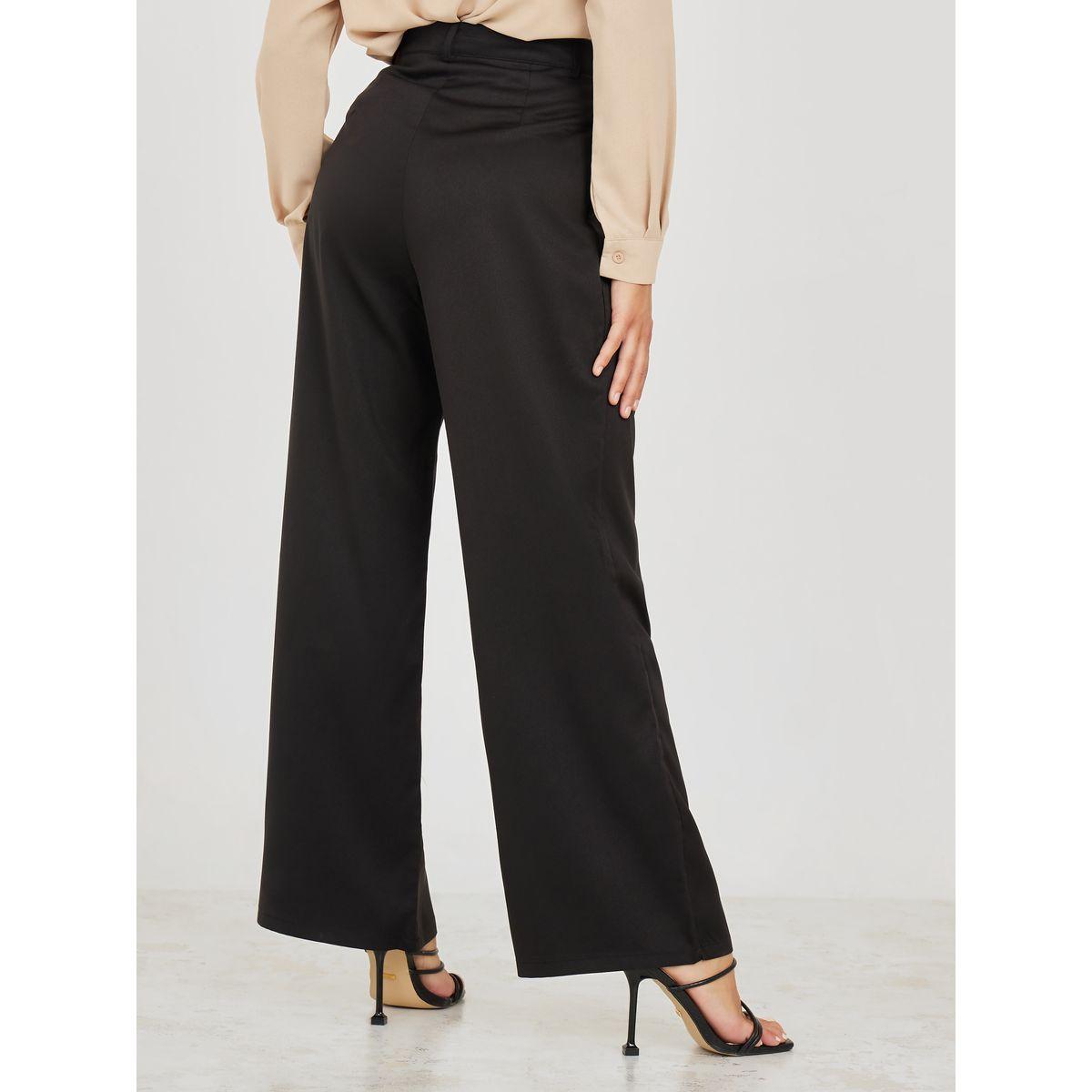 Styli High Rise Fold Pleat Wide Leg Trouser-women-clothing-bottoms-trousers-image-4