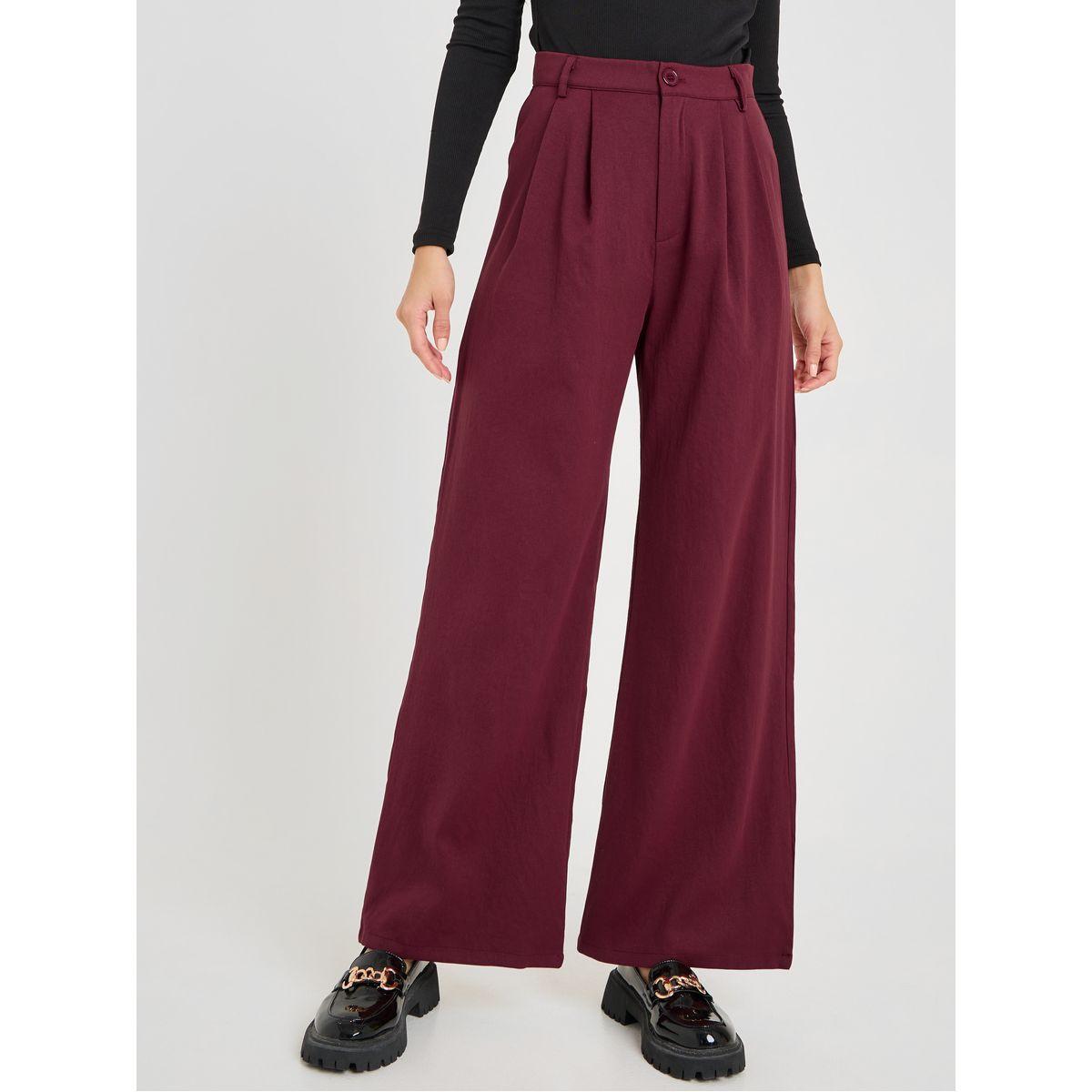 Styli High Rise Fold Pleat Wide Leg Trouser-women-clothing-bottoms-trousers-image-1