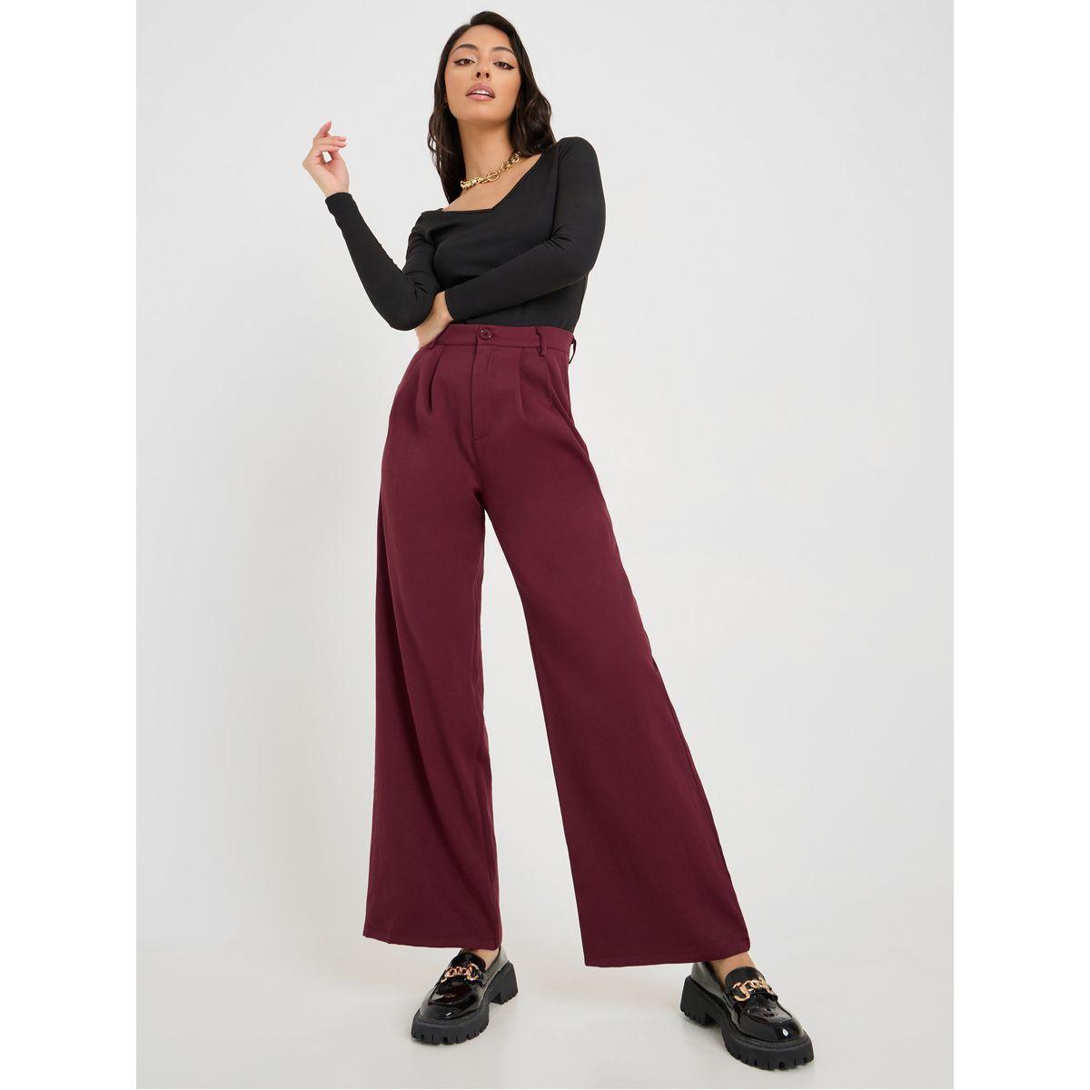 Styli High Rise Fold Pleat Wide Leg Trouser-women-clothing-bottoms-trousers-image-2
