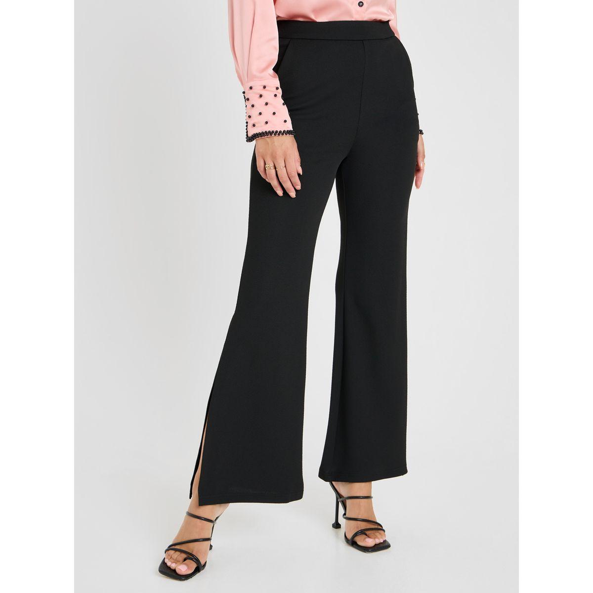 Styli High Rise Flared Trouser with Side Slit-women-clothing-bottoms-trousers-image-3