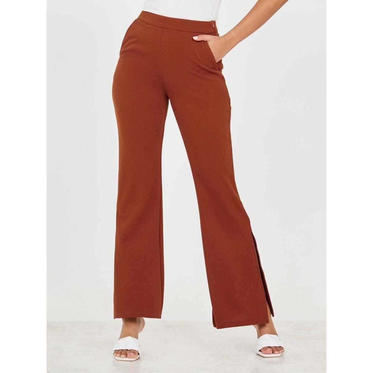 Styli High Rise Flared Trouser with Side Slit-women-clothing-bottoms-trousers-image-1