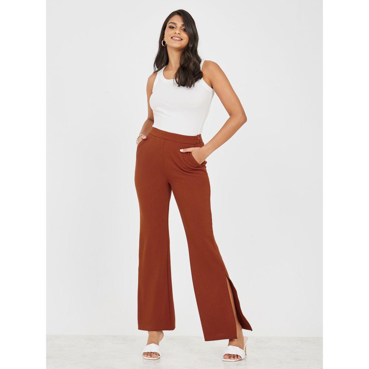 Styli High Rise Flared Trouser with Side Slit-women-clothing-bottoms-trousers-image-2
