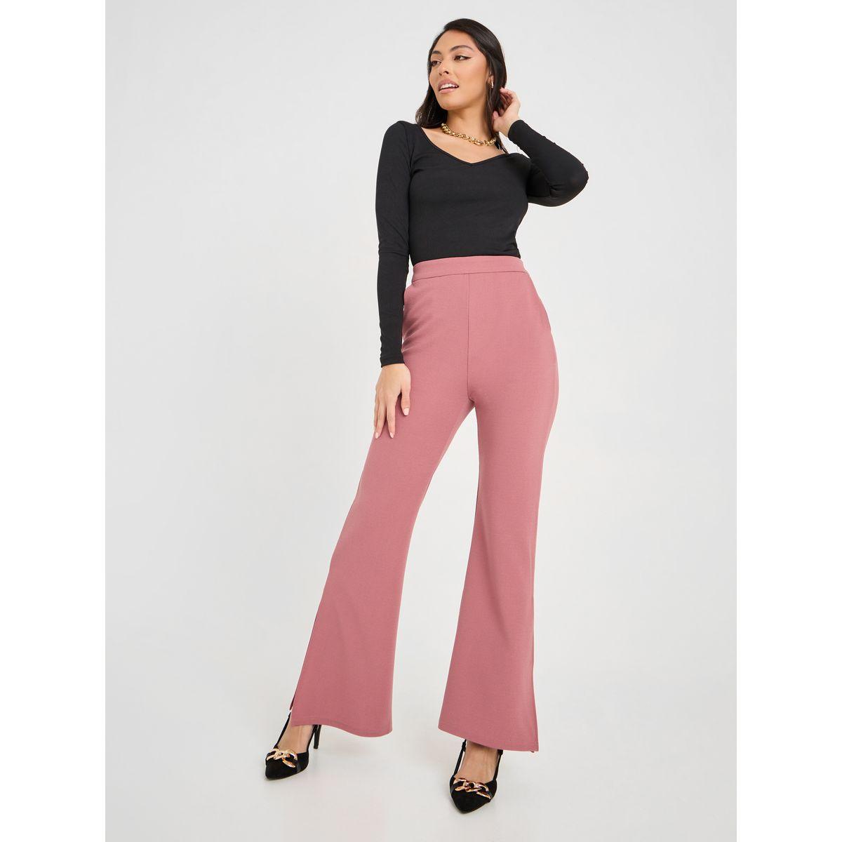 Styli High Rise Flared Trouser with Side Slit-women-clothing-bottoms-trousers-image-1