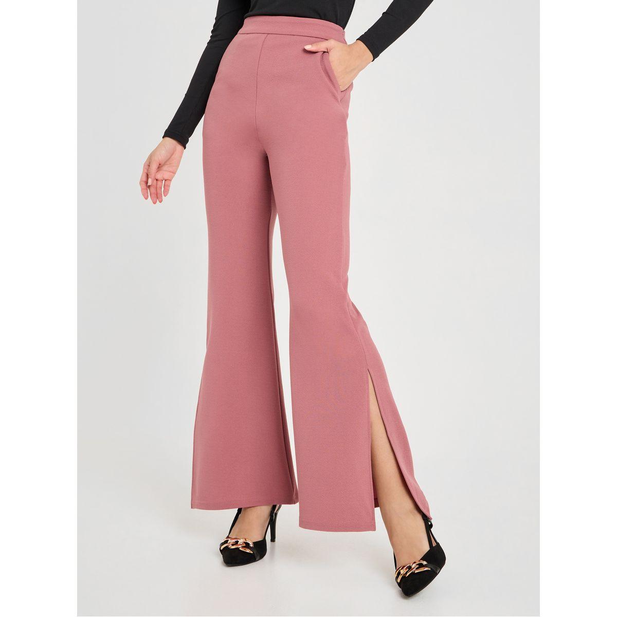 Styli High Rise Flared Trouser with Side Slit-women-clothing-bottoms-trousers-image-2