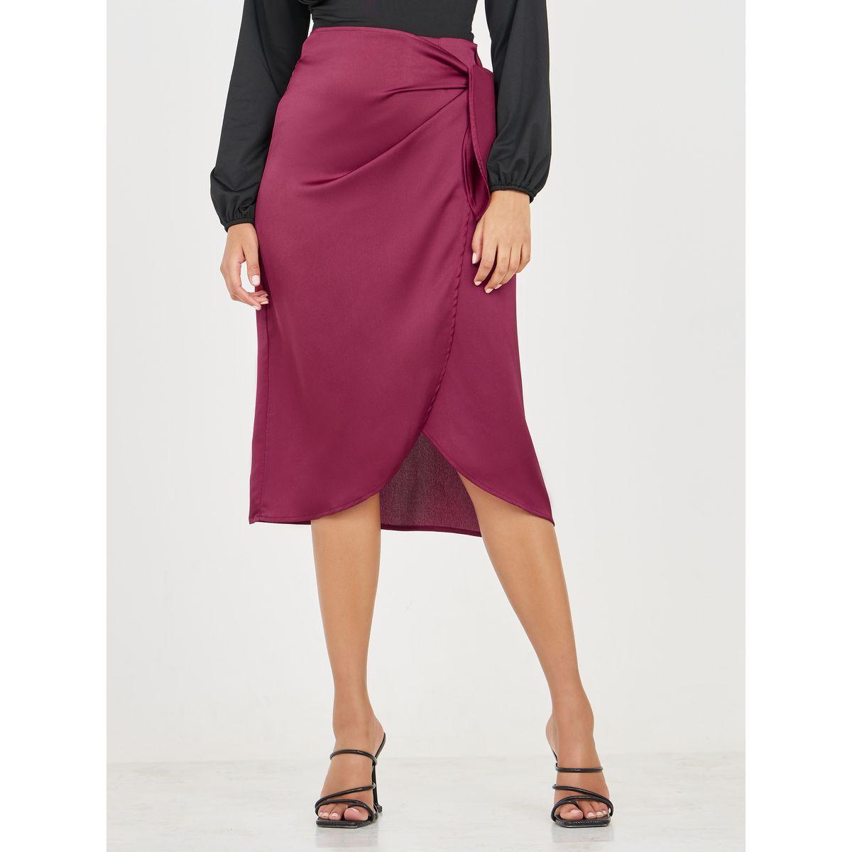 Styli Satin Wrap Front Midi Skirt-women-clothing-bottoms-skirts-image-1