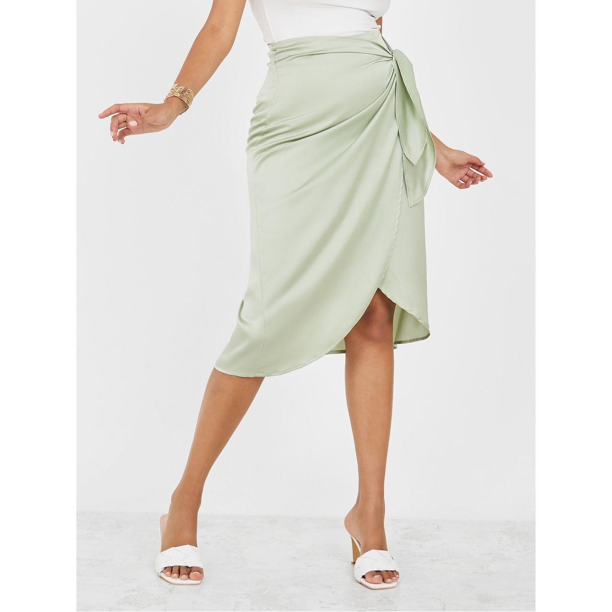 Styli Satin Wrap Midi core skirt-women-clothing-bottoms-skirts-image-1