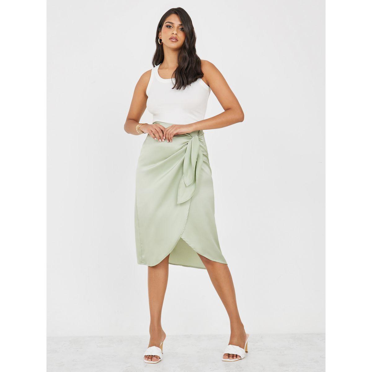 Styli Satin Wrap Midi core skirt-women-clothing-bottoms-skirts-image-2