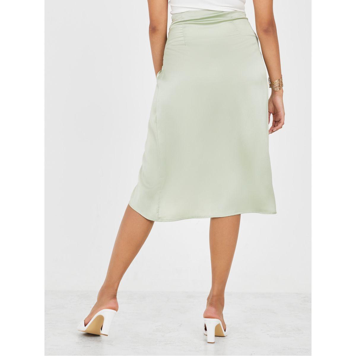 Styli Satin Wrap Midi core skirt-women-clothing-bottoms-skirts-image-4