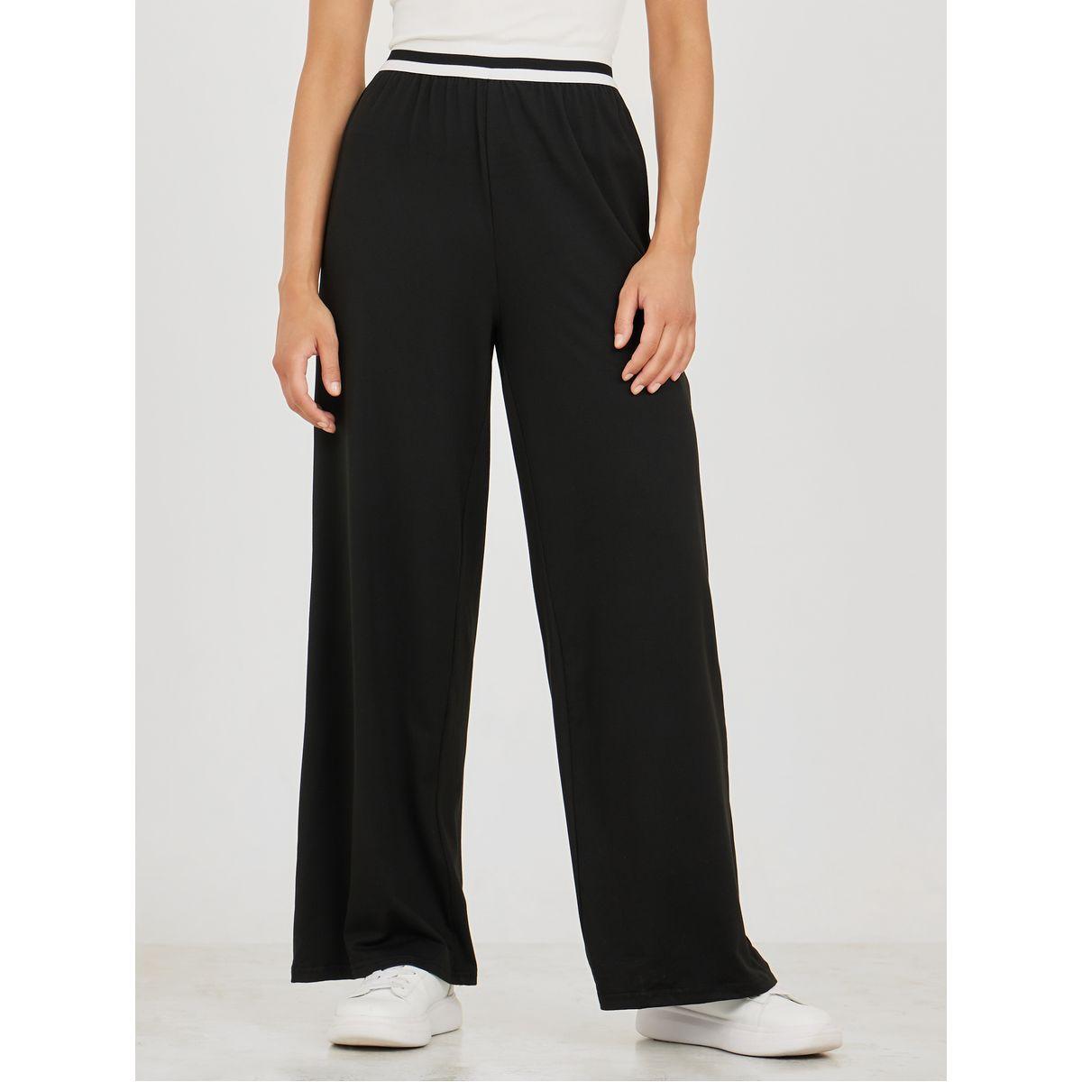 Styli Contrast Waistband Wide Leg Trouser-women-clothing-bottoms-trousers-image-1