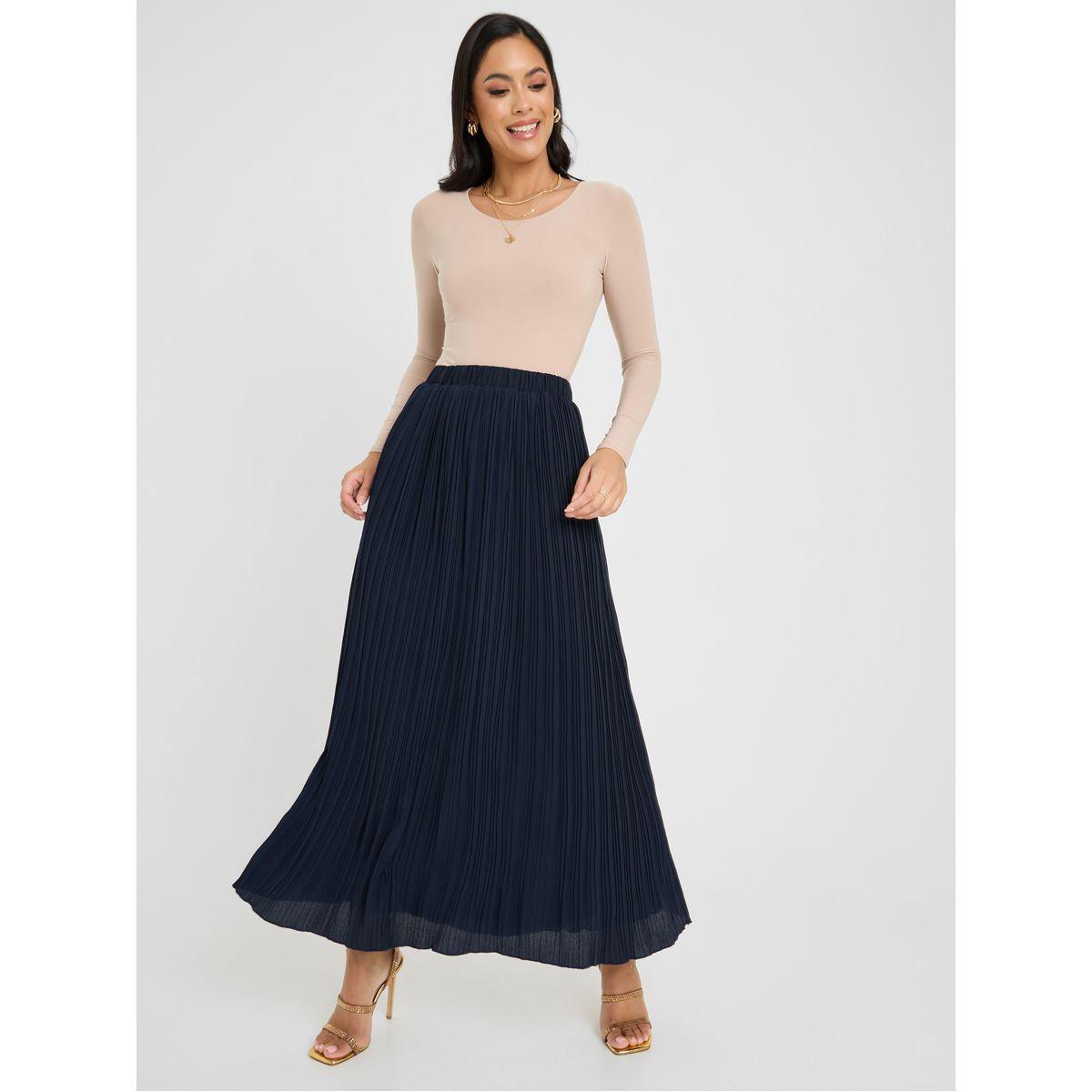 Styli Elastic Waist Pleated A-Line Maxi Skirt-women-clothing-bottoms-skirts-image-2