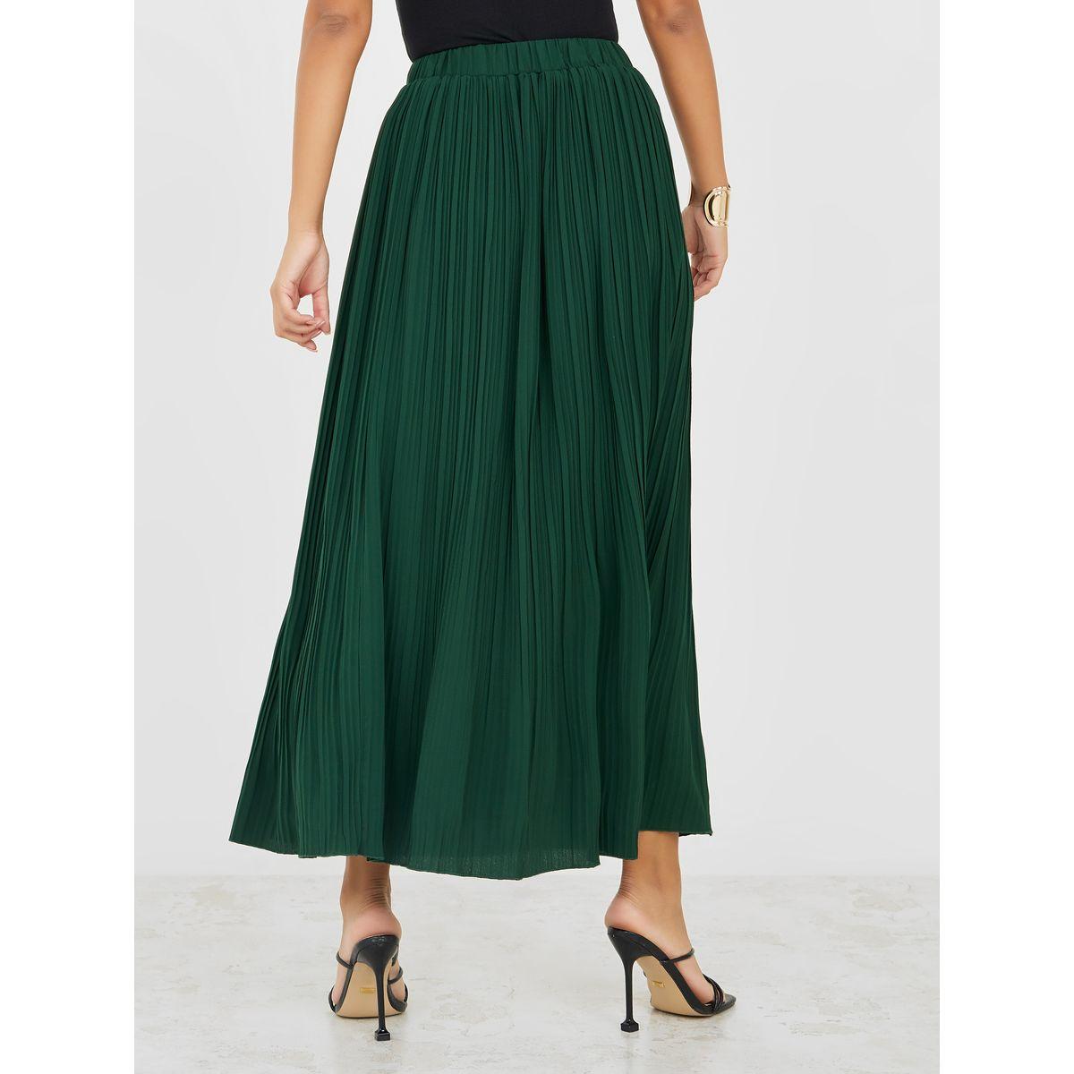 تنورة طويلة بكسرات وخصر مطاطي-women-clothing-bottoms-skirts-image-4