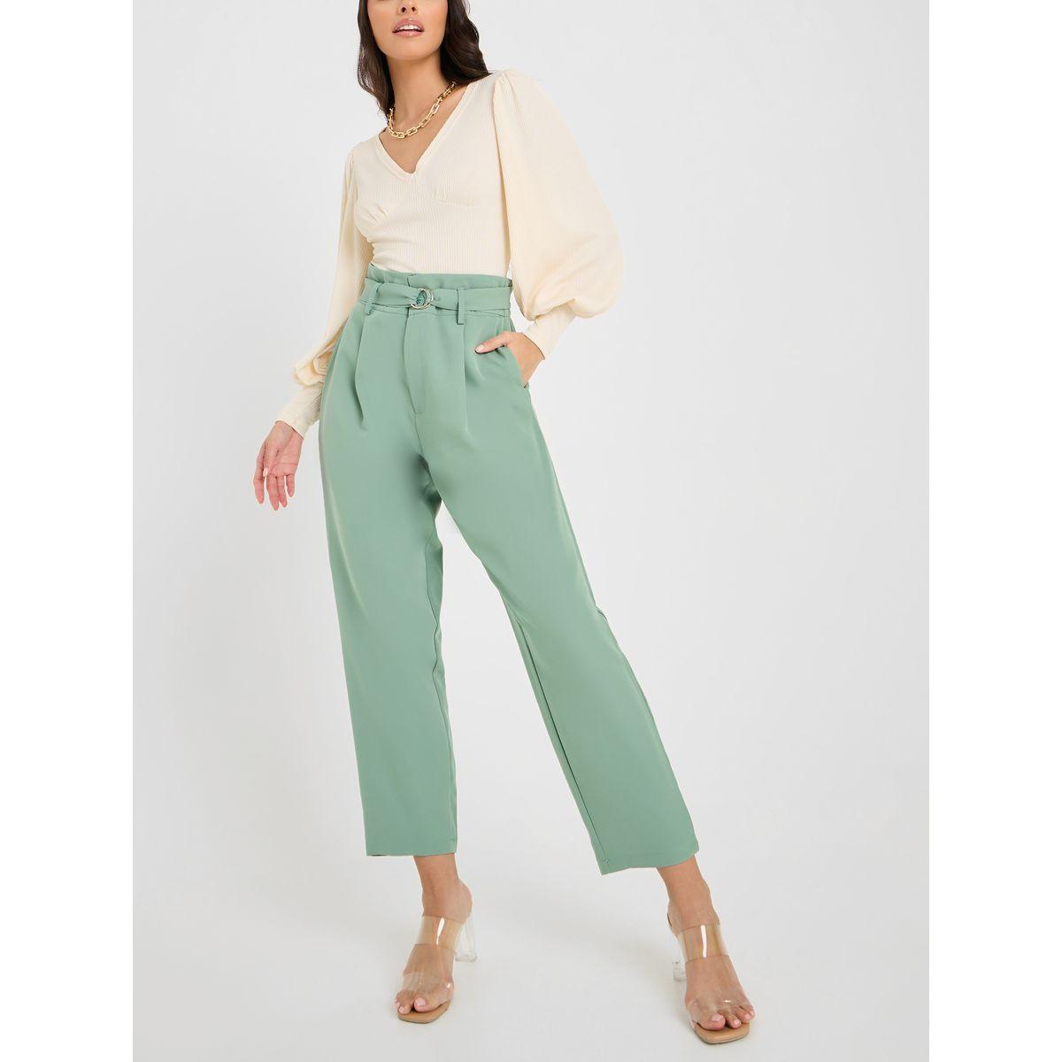 بنطال بقصة مريحة وحزام خصر-women-clothing-bottoms-trousers-image-1