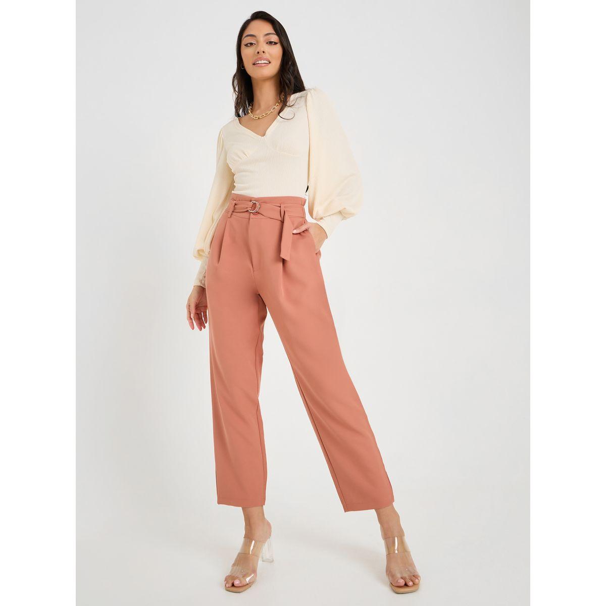 بنطال بقصة مريحة وحزام خصر-women-clothing-bottoms-trousers-image-2