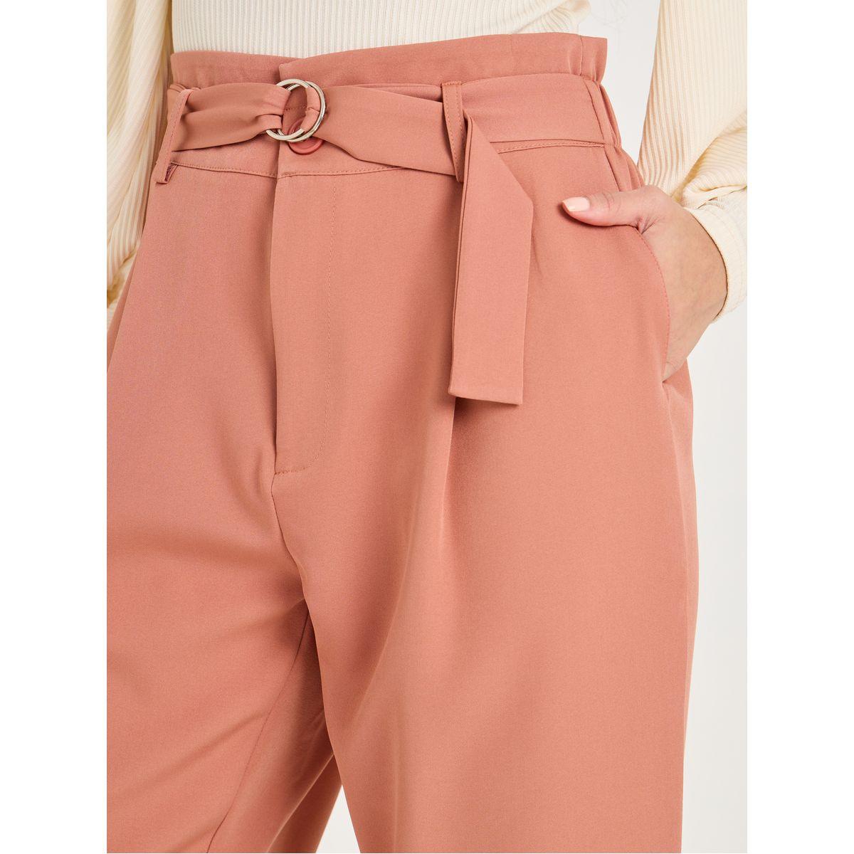 بنطال بقصة مريحة وحزام خصر-women-clothing-bottoms-trousers-image-3