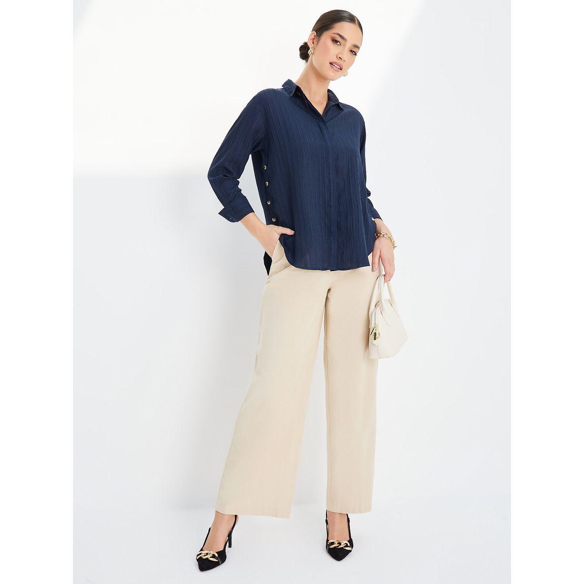 بلوزة بحواف غير متماثلة الطول-women-clothing-shirtsandblouses-shirts-image-1