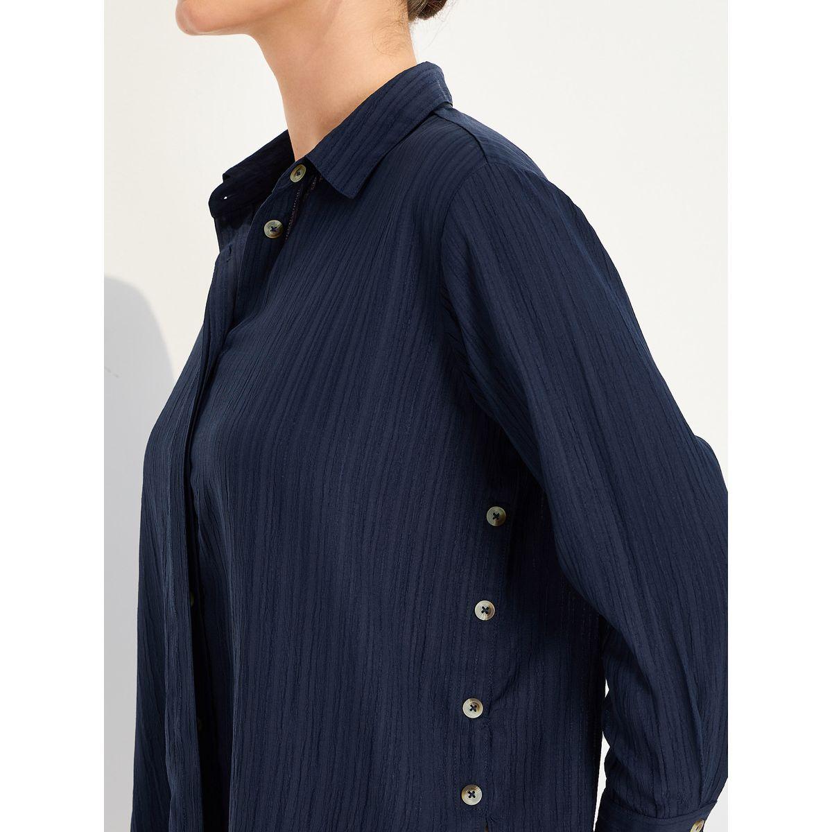 Styli Elevate High-Low Hem Button Detail Crepe Regular Fit Shirt-women-clothing-shirtsandblouses-shirts-image-3