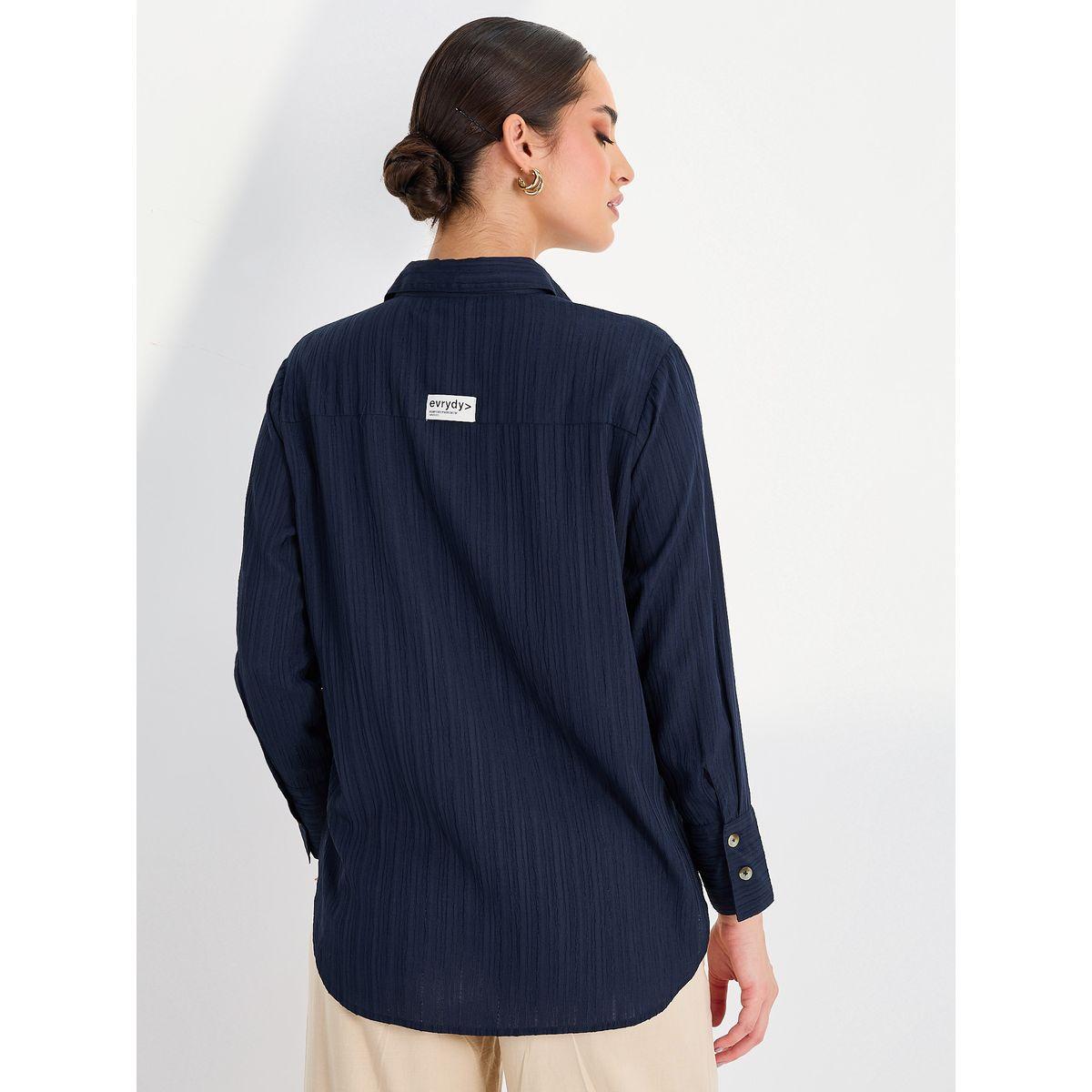 Styli Elevate High-Low Hem Button Detail Crepe Regular Fit Shirt-women-clothing-shirtsandblouses-shirts-image-4